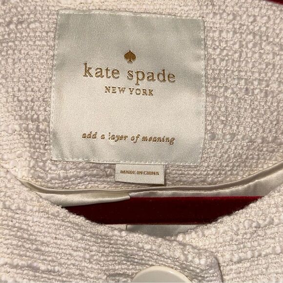 kate spade coat off white tweed cotton. Size XLarge. Pit to pit measures 21” - Picture 4 of 8